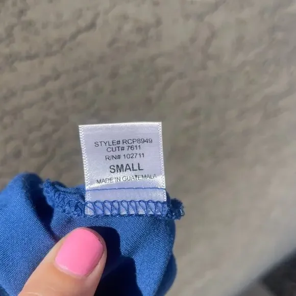 Gibson Blue Sleeveless Ruffle Sleeve Button Down Top - Small - Picture 9 of 11